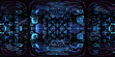 8K 360 vr technological abstract futuristic background digital cyberspace 스톡 동영상 196270429