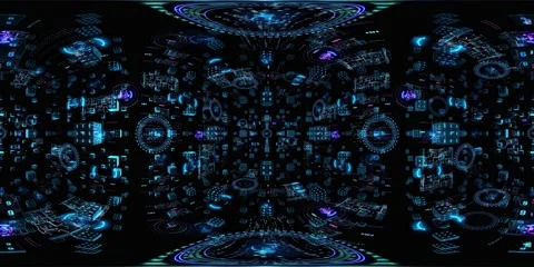 8K 360 vr technological abstract futuristic background digital cyberspace 스톡 동영상 196270441