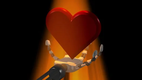 8K-3D, Heart Loop in Robot Hand Video stock 329623968
