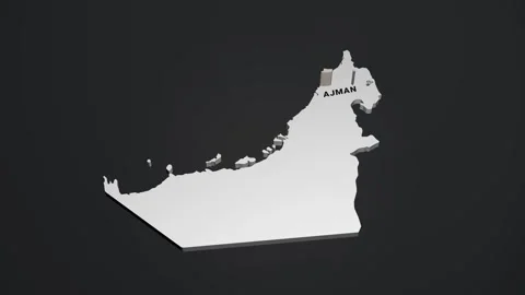 8K 3D Map of Ajman City (AJM) Extruding from UAE Map Video stock 328463858