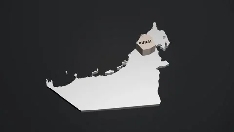 8K 3D Map of Dubai City (DXB) Extruding from UAE Map Video stock 328463856
