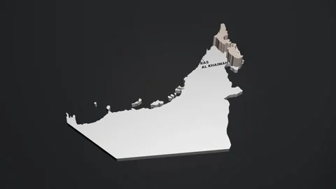8K 3D Map of Ras Al Khaimah City (RAK) Extruding from UAE Map Video stock 328463872