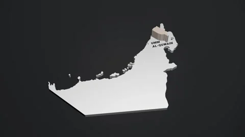 8K 3D Map of Umm - Al Quwain City (UAQ) Extruding from UAE Map Video stock 328463863