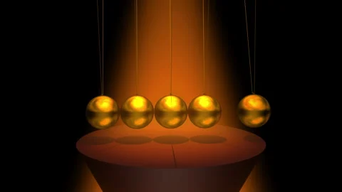 8k-3d, Newton's Balls loop on a red background. Stock Footage 329117194