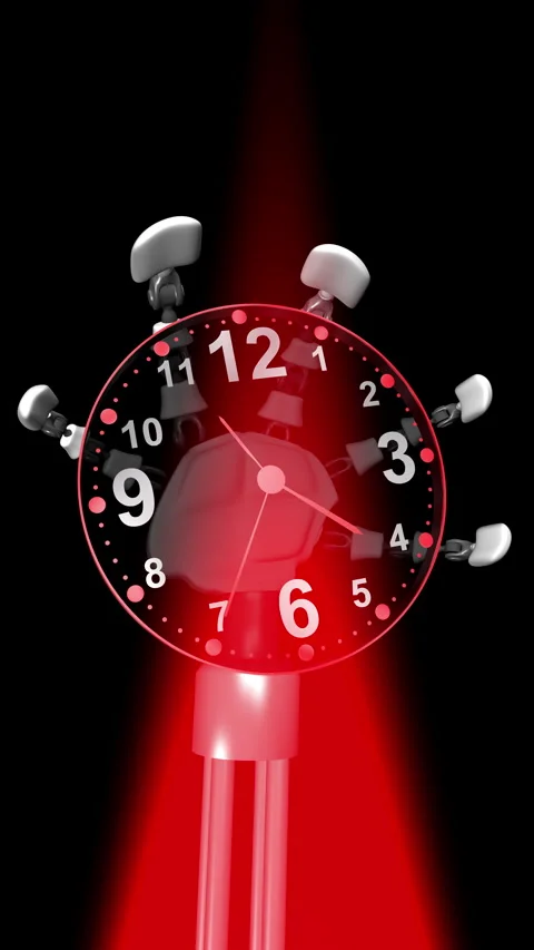 8k-3d Robot with Clock in Hand, Time Vertical Stock Footage 323085235