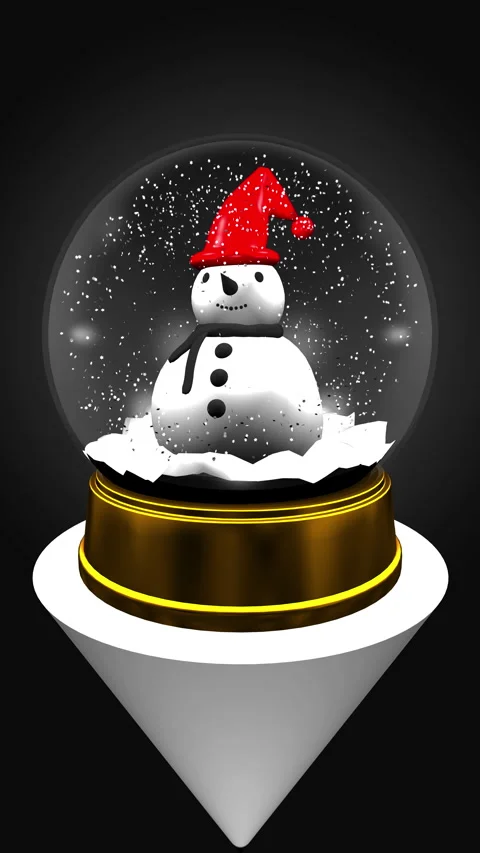 8k-3d, Snow Globe and Snowman Vertical Loop 動画素材 324916574