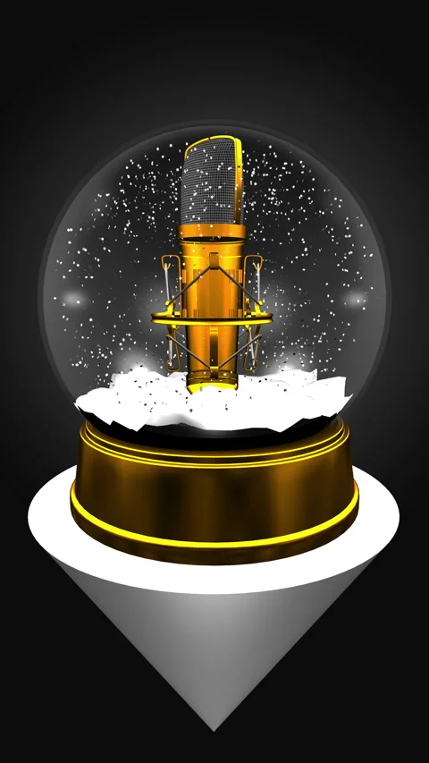 8k-3d, Snow Globe and Golden Microphone Loop, animation 動画素材 325421077