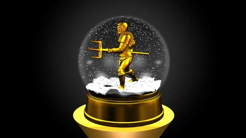 8k-3d, Snow Globe and Golden Gladiator loop Stock Footage 326119609