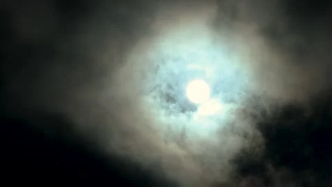 8K 59.94fps Time-Lapse Sun Obscured and Revealed by Fast Moving Dark Clouds Stock Footage 322171443