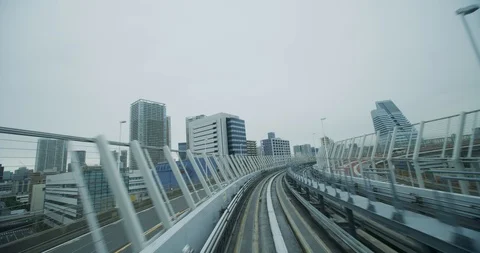 8K 60fps Moving Train In Tokyo, Japan day time 스톡 동영상 96062091