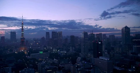 8K 60fps Tokyo tower magic hour, Japan 스톡 동영상 96038852