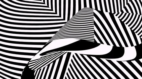 8K Abstract 3D Render with Striped Geometric Shapes Stock Illustration