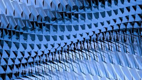 8K Abstract 3D Render with Striped Geometric Shapes Stock Illustration