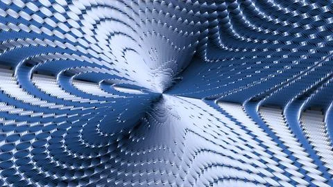 8K Abstract 3D Render with Striped Geometric Shapes Illustrazione stock