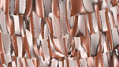 8K Abstract 3D Render with Striped Geometric Shapes Illustrazione stock