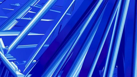 8K Abstract 3D Render with Striped Geometric Shapes Stock Illustration