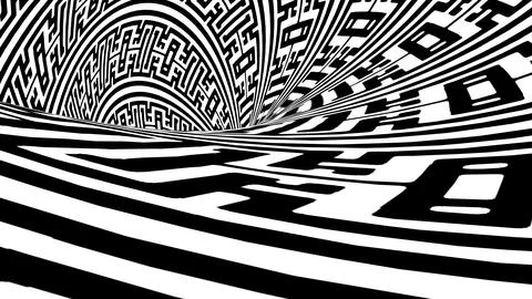 8K Abstract 3D Render with Striped Geometric Shapes Stock Illustration
