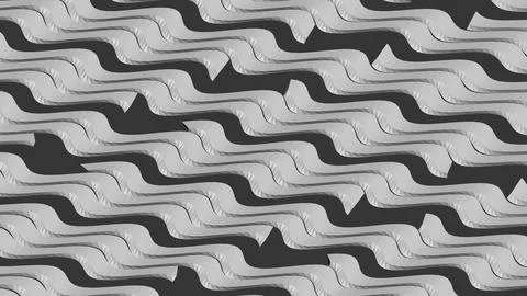 8K Abstract 3D Render with Striped Geometric Shapes Illustrazione stock