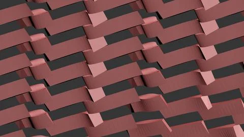 8K Abstract 3D Render with Striped Geometric Shapes Stock Illustration