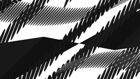 8K Abstract 3D Render with Striped Geometric Shapes Stock Illustration