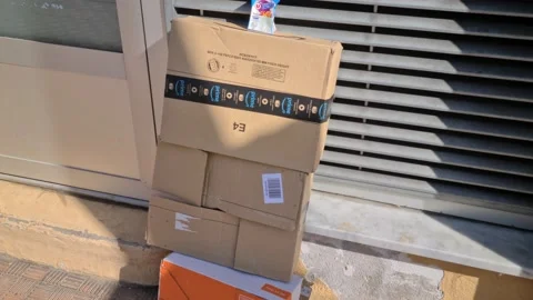 8K Amazon Cardboard Boxes On The Street Stock-Footage 133760860