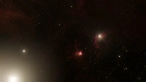 8K animation of flying through glowing red nebula Stock Footage 219980067