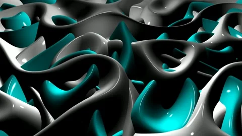 8K Background with Waves of Aqua and White Paint, Exclusive, 3D Render Stock Footage 272757043
