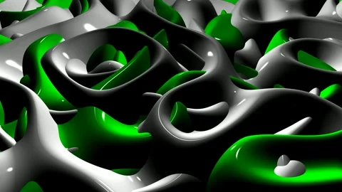 8K Background with Waves of Green and White Paint, Exclusive, 3D Render Stock Footage 272757030