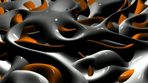 8K Background with Waves of Orange and White Paint, Exclusive, 3D Render Stock Footage 272757039