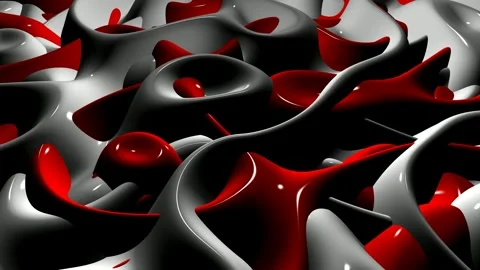 8K Background with Waves of Red and White Paint, Exclusive, 3D Render Stock Footage 272757029