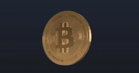 8K Bitcoin BTC token coin spinning rotation seamless loop dark blue background Stock Footage 155387432
