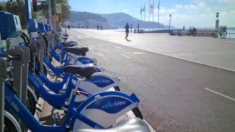 8K Blue Bikes In Nice Stock Footage 137963001