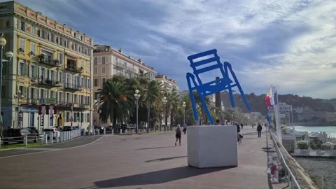 8K Blue Chair In Nice Stock Footage 213945351