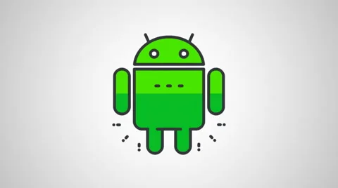 8k - Cartoon android icon logo symbol Stock Footage 68358146