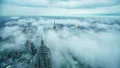 8K: China Shanghai, Day to Night, Over the sea of clouds, Panoramic Time-lapse. 4k or 4k+ Resolution
