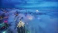 8K: China Shanghai, Night Panoramic, Over the sea of clouds, Time-lapse. 4k or 4k+ Resolution
