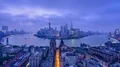 8K: China Shanghai Skyline at Dawn. 4k or 4k+ Resolution