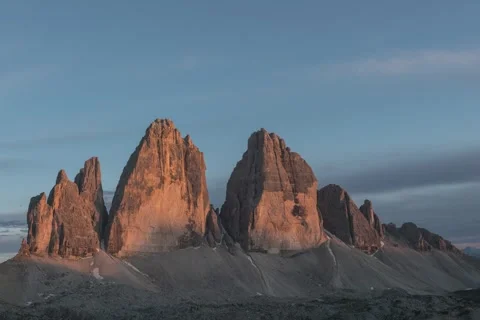 8K Dolomites Tre Cime sunset Stock Footage 256203843