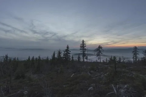 8K Double colored sunset Stock Footage 256035349