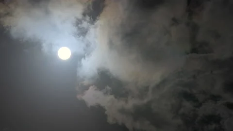 8k dramatic sun or moon in sky Video stock 233264037