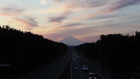 8K Dramatic sunset clouds and Mt Fuji in Japan Video stock 348201958