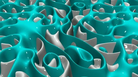 8K Elite Background with Waves of Aqua and White Paint, Exclusive, 3D Render Stock Footage 272807335