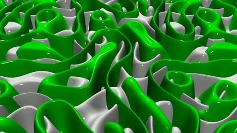 8K Elite Background with Waves of Green and White Paint, Exclusive, 3D Render Stock Footage 272807371