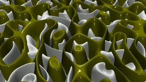 8K Elite Background with Waves of Olive and White Paint, Exclusive, 3D Render Stock Footage 272807623