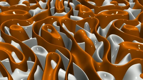 8K Elite Background with Waves of Orange and White Paint, Exclusive, 3D Render Stock Footage 272807378