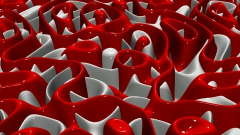 8K Elite Background with Waves of Red and White Paint, Exclusive, 3D Render Stock Footage 272807358
