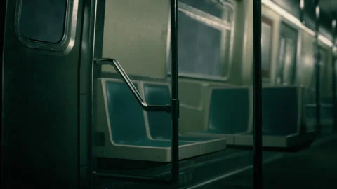 8K empty metal subway train in urban Chicago Stock Footage 254005864