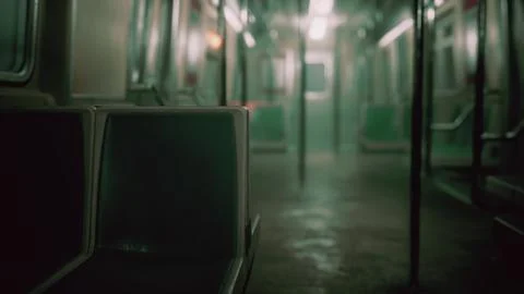 8K empty metal subway train in urban Chicago Stock Illustration