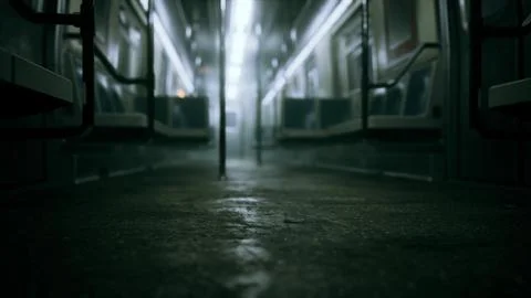 8K empty metal subway train in urban Chicago Stock Illustration