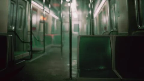 8K empty metal subway train in urban Chicago Stock Illustration